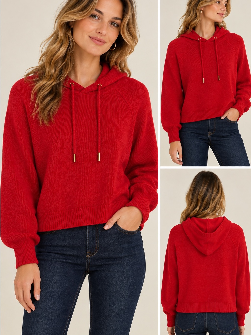 Anthropologie Moth Red Hooded Sweater